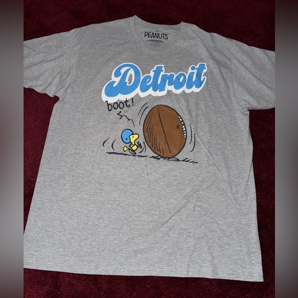 Peanuts Detroit football XXL tshirt men’s gray snoopy Woodstock - Picture 1 of 3